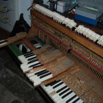 wymontowany mechanizm klawiaturowo-młoteczkowy